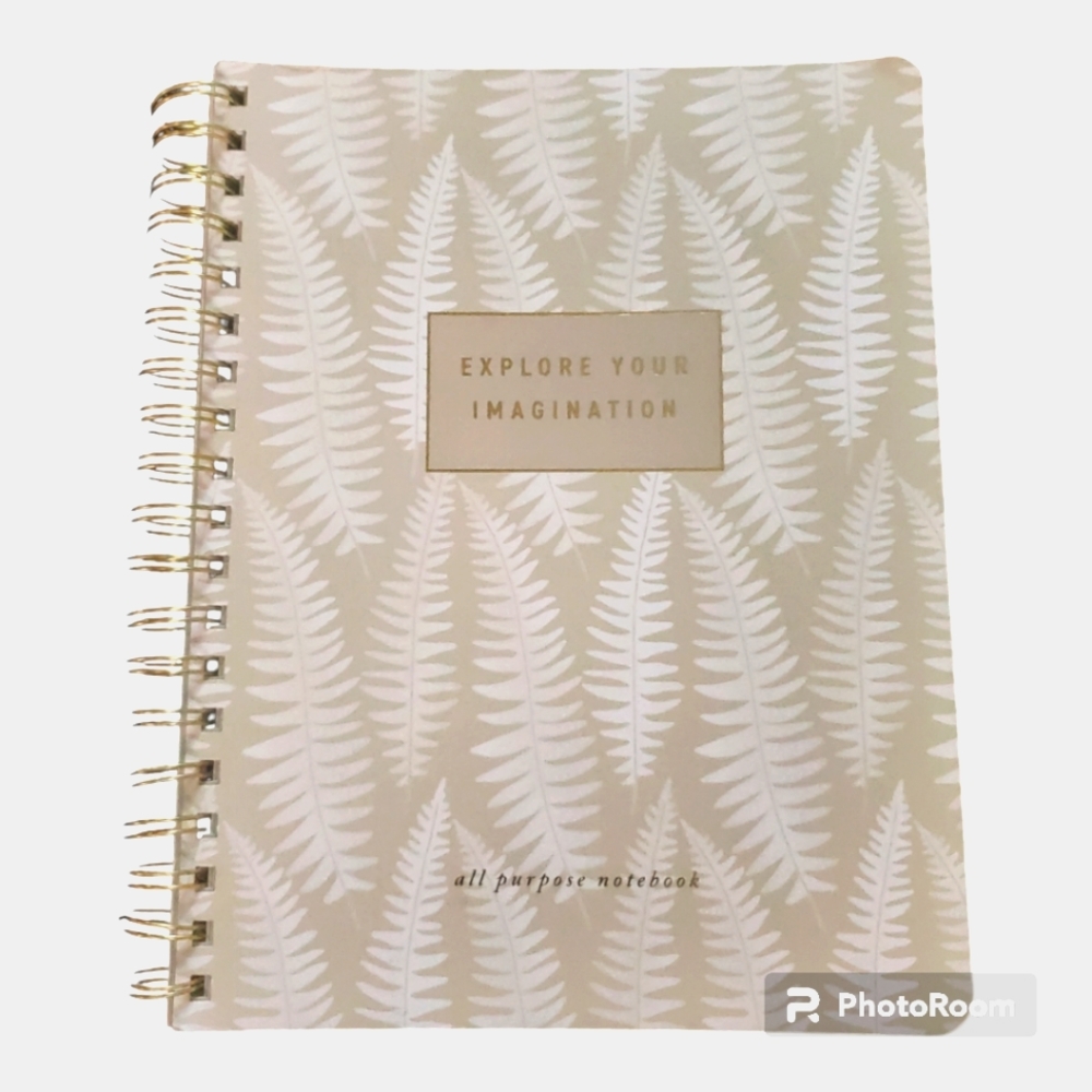Fringe Studio Faux Leather Vegan White Tan Fern Print Notebook Journal School